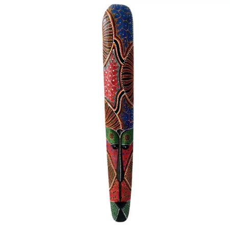 Maska drewniana z Indonezji 100 cm (kolorowa, płaskorzeźba, okręgi)