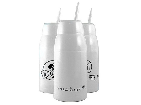 YERBOMOS BIAŁY- BIDON, BOMBILLA, MATERO 3W1 (YERBA MATE, 500ML)