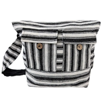 Duża torebka, torba na ramię w czarno-białe paski 