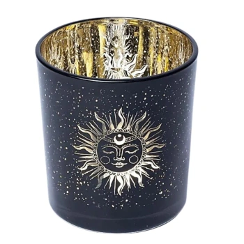Świecznik na tealight z motywem słońca i księżyca, 7x8 cm