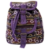 Mały plecak damsk fioletowy, w azteckie wzory, 100% bawełna