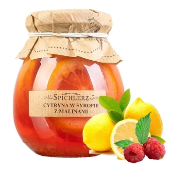Cytryny w syropie z malinami do herbaty, w plastrach, Spichlerz 260g