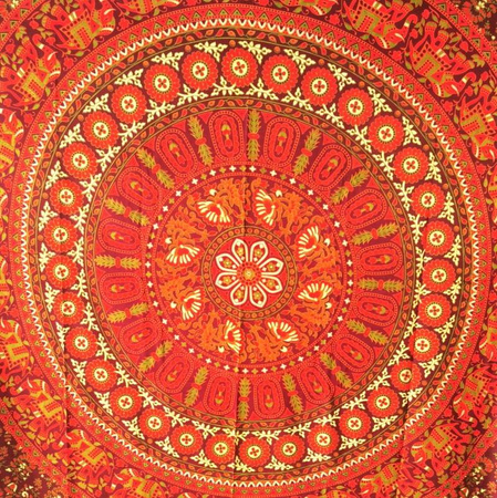Narzuta na łóżko orientalna czerwono-bordowa (kapa, tkanina, Indie, 210x240)