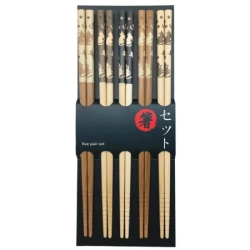 Zestaw 5 par pałeczek bambusowych do sushi, wzór koty