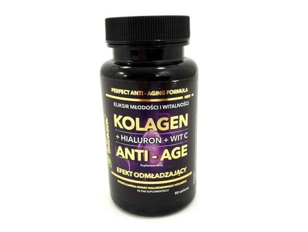 KOLAGEN + HIALURON + WITAMINA C (ANTI-AGE,  45G, 90 TABLETEK)