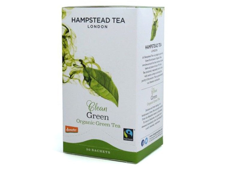 HERBATA ZIELONA - CLEAN GREEN TEA 40G (SASZETKI, ORGANIC, FAIRTRADE, HAMPSTEAD)