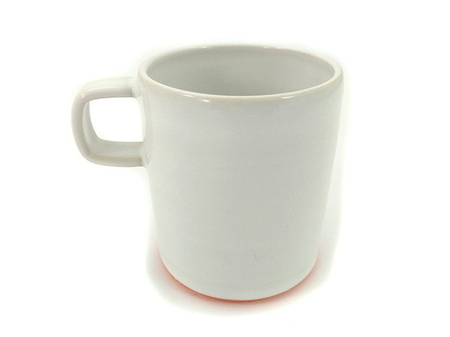 BIAŁY KUBEK Z KAMIONKI (HANDMADE, CERAMIKA, JAPOŃSKI)