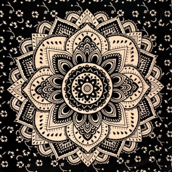 Narzuta na łóżko, złoto-czarna mandala kapa, zasłona, obrus 210x140 Indie