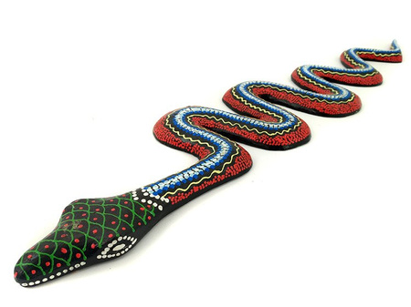PŁASKORZEŹBA WĄŻ (DREWNO, ORIENT, DŁ. 80 CM)
