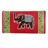 Portfel skórzany czerwony, słoń, z przegródkami Indie