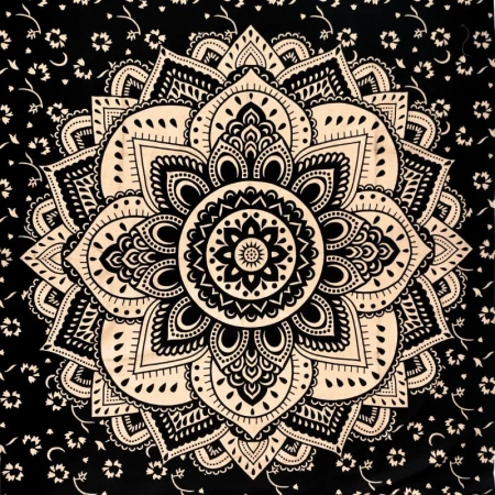 Narzuta na łóżko, złoto-czarna mandala kapa, zasłona, obrus 210x140 Indie