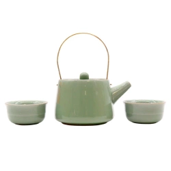 Ceramiczny zestaw do herbaty, czajnik i 2 czarki, w stylu japońskim