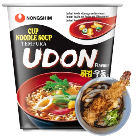 Zupa Udon tempura owoce morza Nongshim Korea kubek 62g