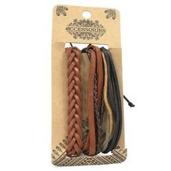 Zestaw męskich bransoletek opalony skóra metal (bransolety) 