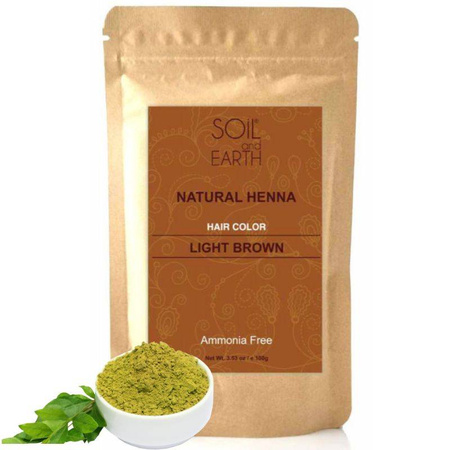 Henna do włosów indyjska JASNY BRĄZ Soil&Earth 100g