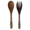 Łyzka i widelec drewniane sztućce do sałaty drewno kokosowe