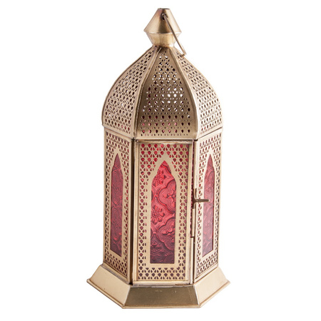 Lampion latarenka świecznik tealight czerwony do ogrodu