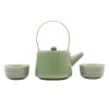 Ceramiczny zestaw do herbaty, czajnik i 2 czarki, w stylu japońskim