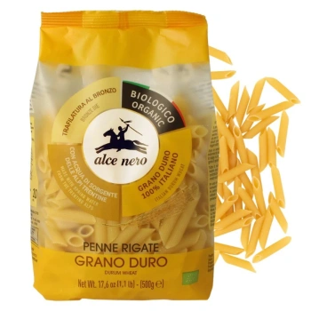 Makaron semolinowy penne, świderki bio, 500g Alce Nero