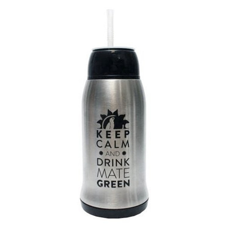 Yerbomos matermo srebrno - czarny z nadrukiem  (Yerba mate) 500 ml