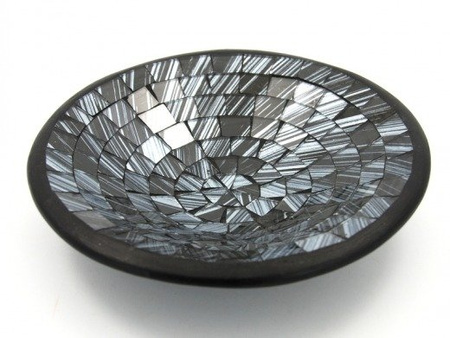 MISA - PATERA CERAMICZNA SREBRNO-CZARNA (INDONEZJA TALERZ CERAMIKA, ŚR.20 CM)