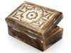 SZKATUŁKA RZEŹBIONA DREWNIANA (PUDEŁKO, RĘKODZIEŁO, INDIE, DŁ.15 CM)
