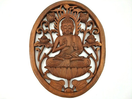 PANEL BUDDA (BUDDHA, DREWNIANY, DEKOR ŚCIENNY)