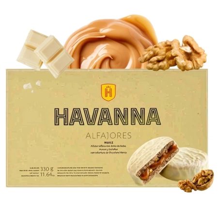 Ciastka Alfajores Nuez, z dulche de leche i orzechami włsokimi, Havanna 306g