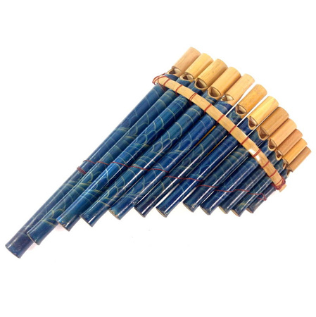 Fletnia Pana 12 granatowa, instrument (rękodzieło, Indonezja)