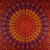 Narzuta na łóżko orientalna mandala bordowo-pomarańczowa (kapa, obrus, zasłona, tkanina, Indie, 140x210)