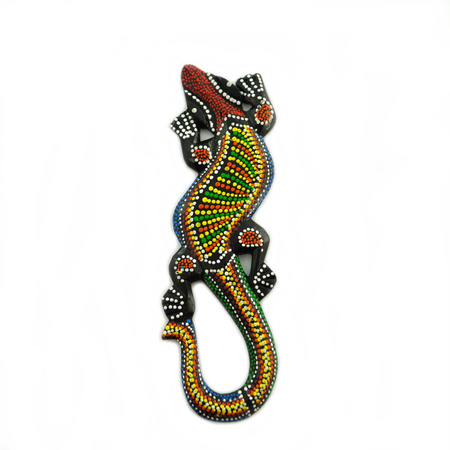 Płaskorzeźba Jaszczurka, drewno, 25cm (gekon, na ścianę, ogon 1 pas)