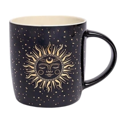 Kubek porcelanowy Słońce i księżyc, czarno-złoty 400ml