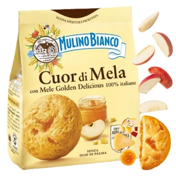 Włoskie ciastka Cuor di Mela nadziewane dżemem jabłkowym Mulino Bianco 300g