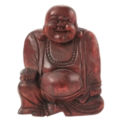 Figura szczęśliwego Buddy z drewna suar, 15 cm Indonezja