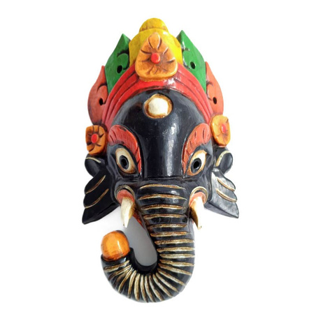 Maska drewniana ganesha czarna 24cm Tybet