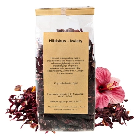 Hibiskus herbata liściasta, suszone kwiaty hibiskusa, 50g