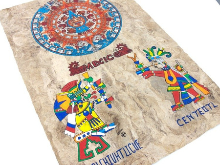 KALENDARZ AZTECKI Z PAPIERU AMATE (MEKSYK, AZTEKOWIE)