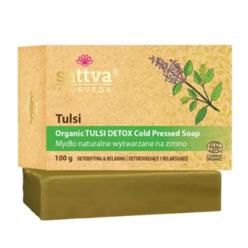 Organiczne mydło w kostce do ciała Tulsi z bazylią Sattva 100g