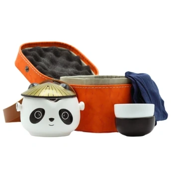 Ceramiczny zestaw do parzenia herbaty panda, 2 filiżanki i czajnik