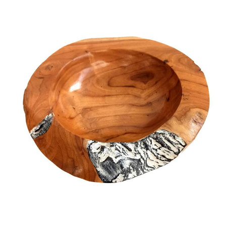 Drewniana misa, patera teak (Indonezja, średnica ok. 20 cm)