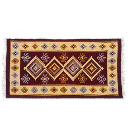 DYWAN CHODNIK KILIM TURECKI KWADRATY BRĄZOWY 140 x 215 cm