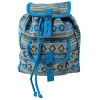 Plecak damski niebiesko-beżowy, w azteckie wzory, 100% bawełna