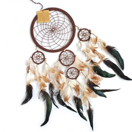 Duży łapacz snów na ścianę brązowy dekoracja boho 50 cm
