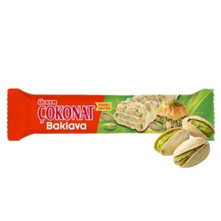 Wafelek w mlecznej czekoladzie z pistacjami, Ulker Cokonat baklava, 30g