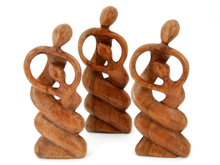 DREWNIANA RZEŹBA MATKA Z DZIECKIEM (FIGURKA, RĘKODZIEŁO, INDONEZJA, WYS. 30cm, M006e)