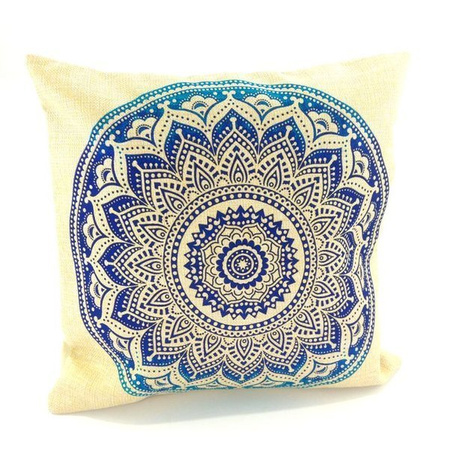 Poszewka na poduszkę orientalna (40 X 40 cm niebieska, mandala, ombre)