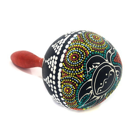 Marakas pojedynczy orientalny pełne malowanie białe kropki