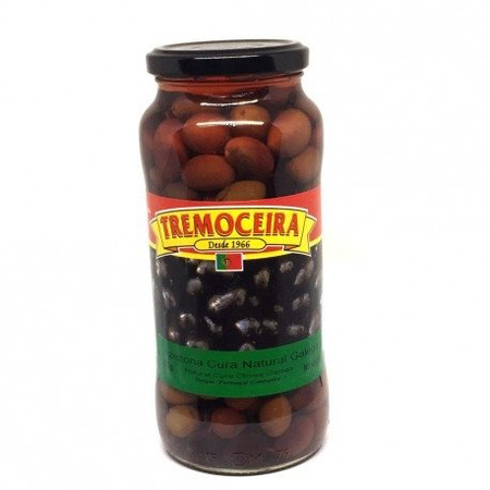 CZARNE OLIWKI PORTUGALSKIE Z PESTKAMI GALEGA (580G, TREMOCEIRA)