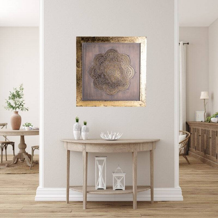 Panel ścienny ze złotą mandalą, dekoracja na ścianę 40x40 cm