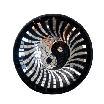 Misa mozaika, patera dekoracyjna w kolorze czarno-białym, Yin Yang 35 cm